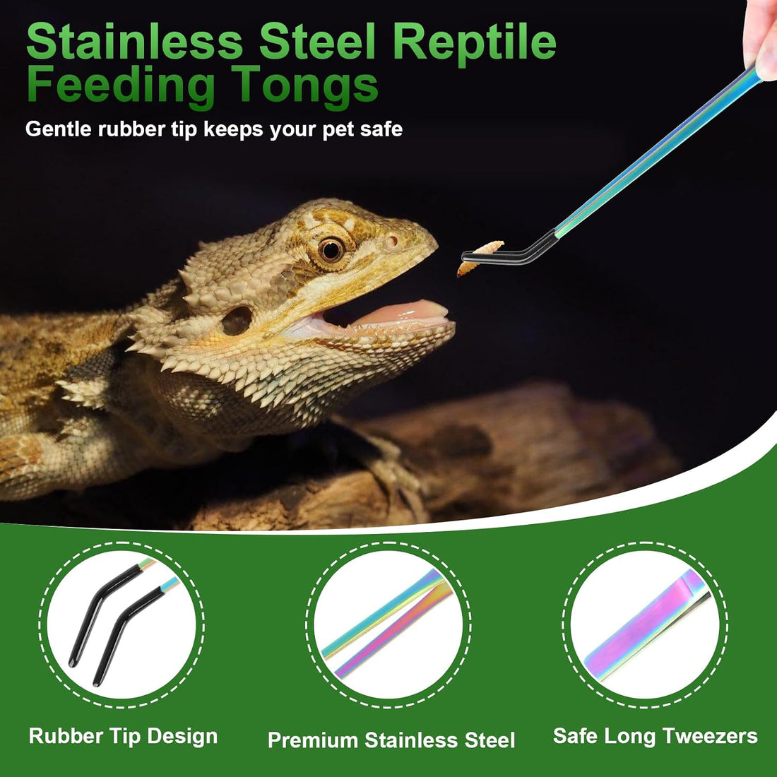Tongs for Reptile Feeding, LveSunny 3-Pack Stainless Steel