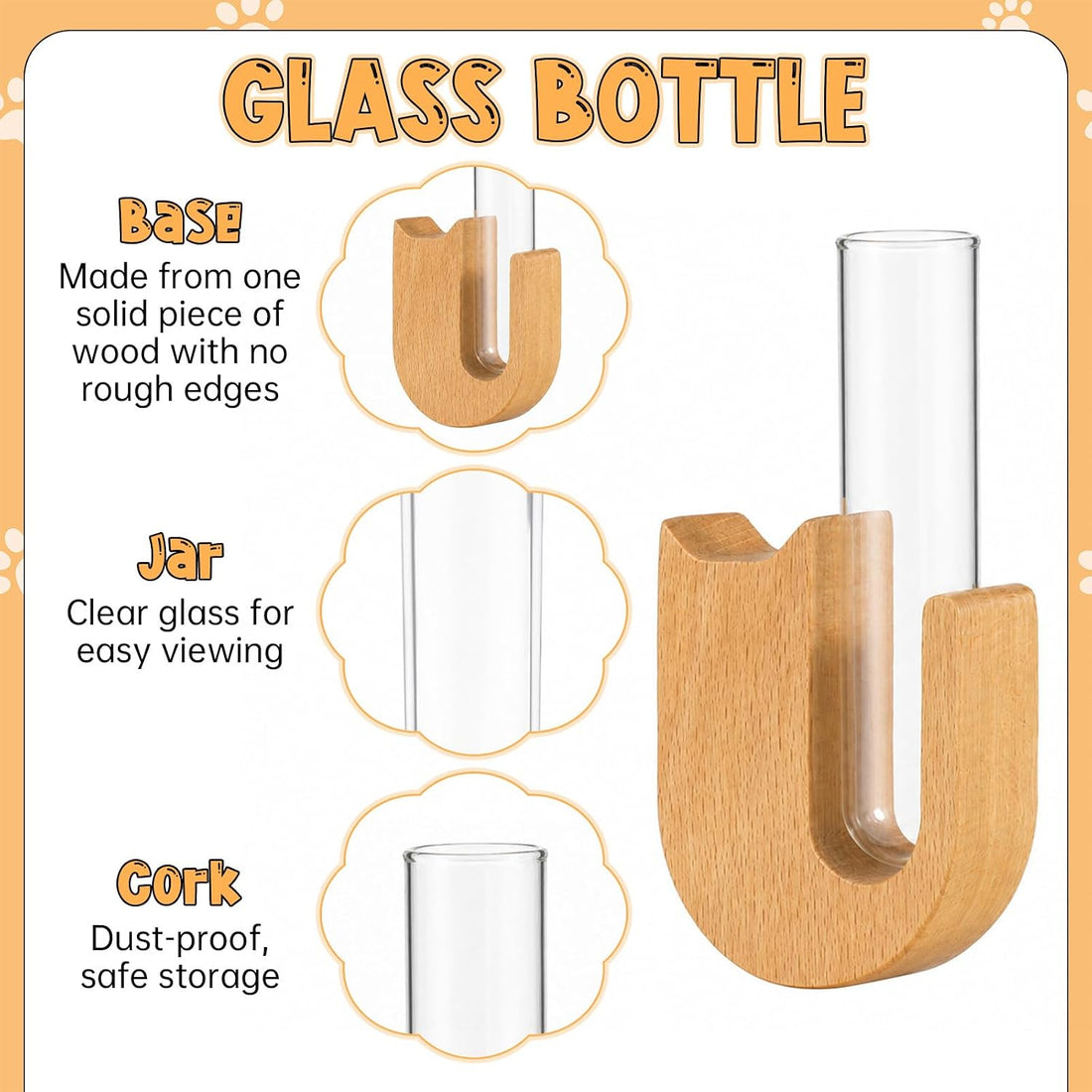 Cat Whisker Jar Mini Whisker Vase Glass Whiskers Holder Transparent