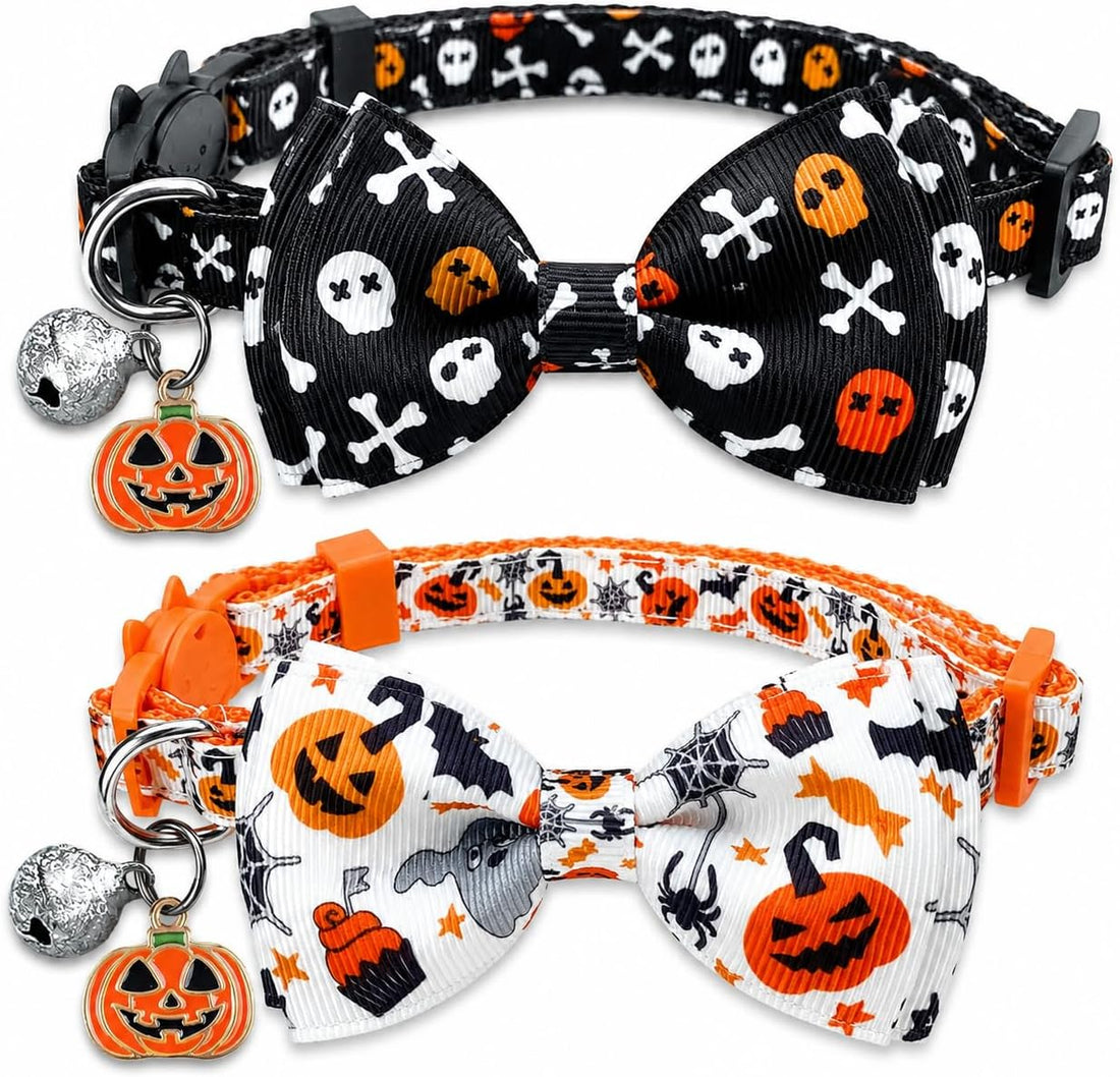 2 Pack Halloween Cat Collars with Bells, Breakaway