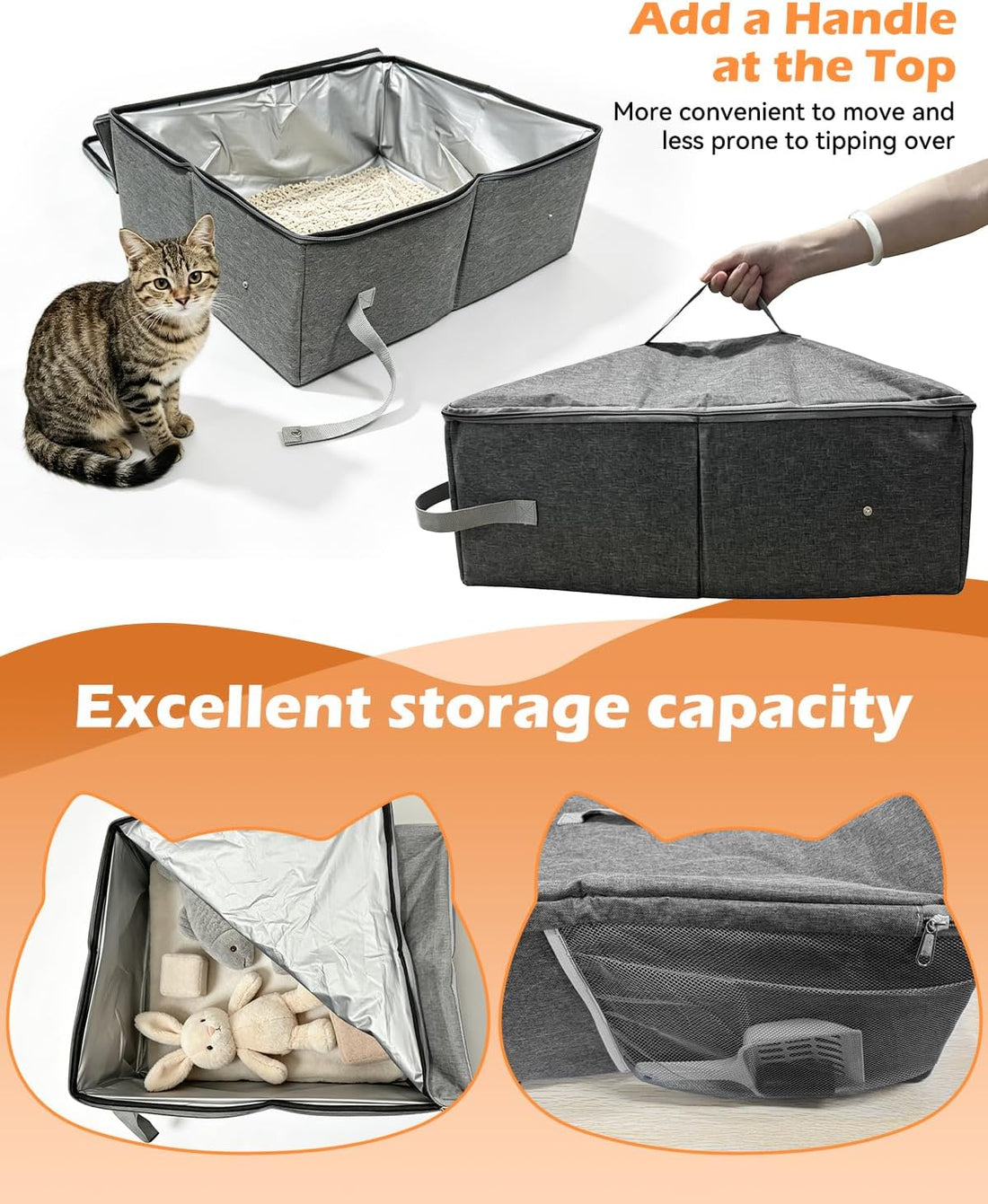 CloudValley Portable Extra Large Travel Litter Box for Cats