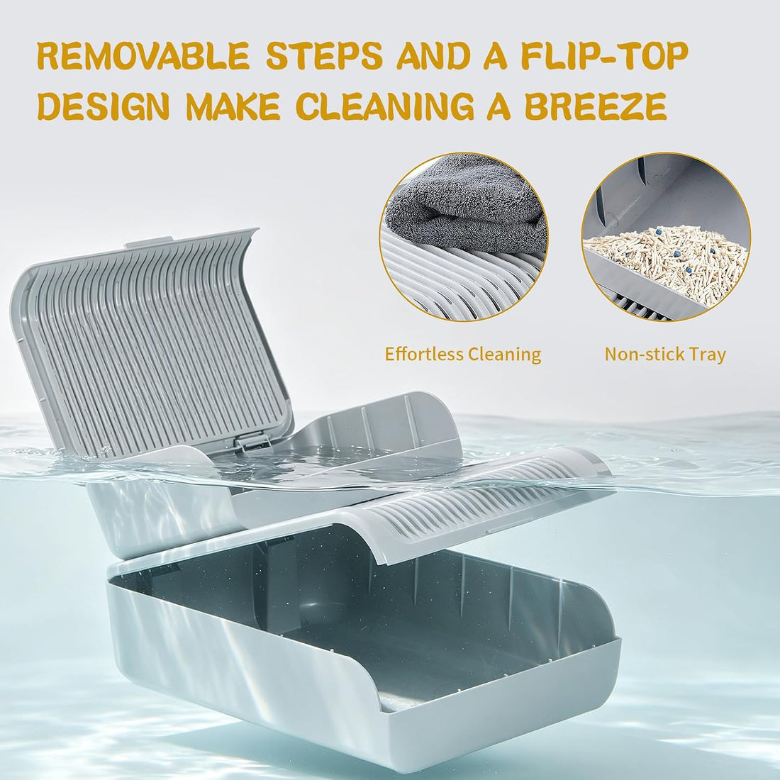 NATUYA 2-Step Cat Litter Box Ramp,Litter Box Step for Cats,Detachable