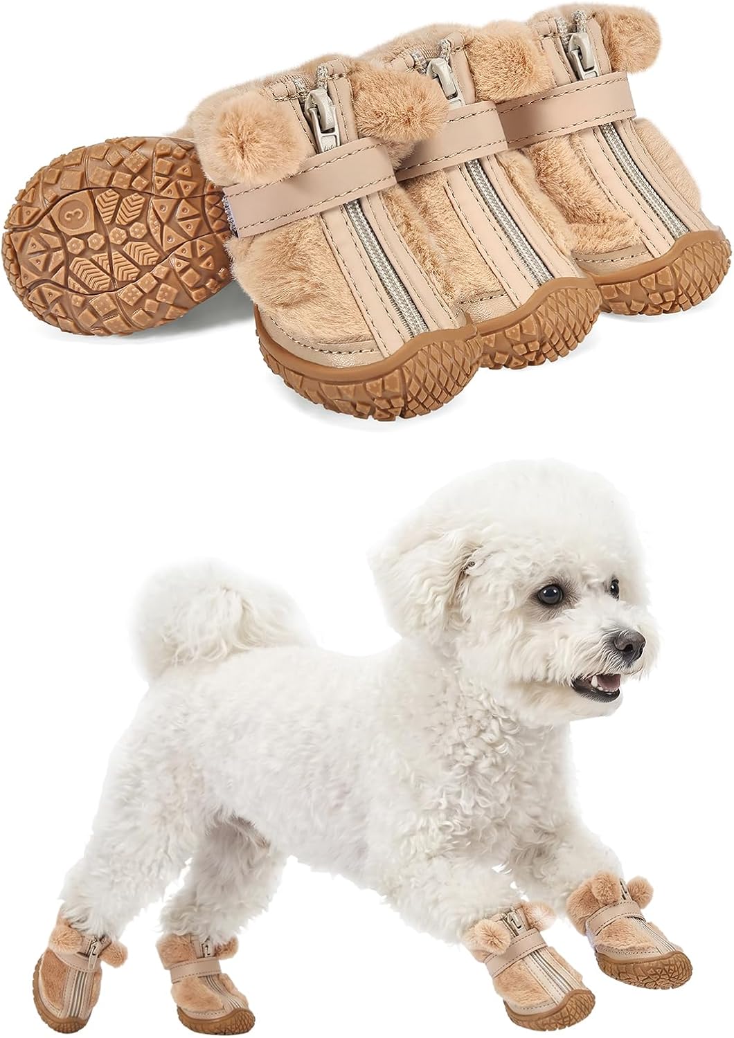 Haloumoning Dog Shoes Waterproof Non-Slip Booties for Small Medium