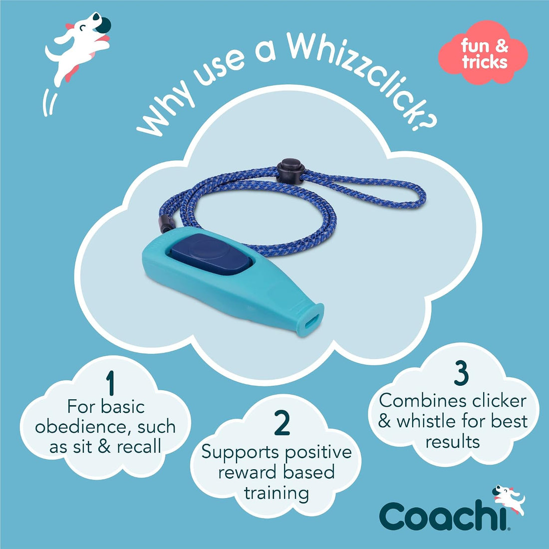 Company of Animals Coachi Whizzclick | Light Blue/Navy Button