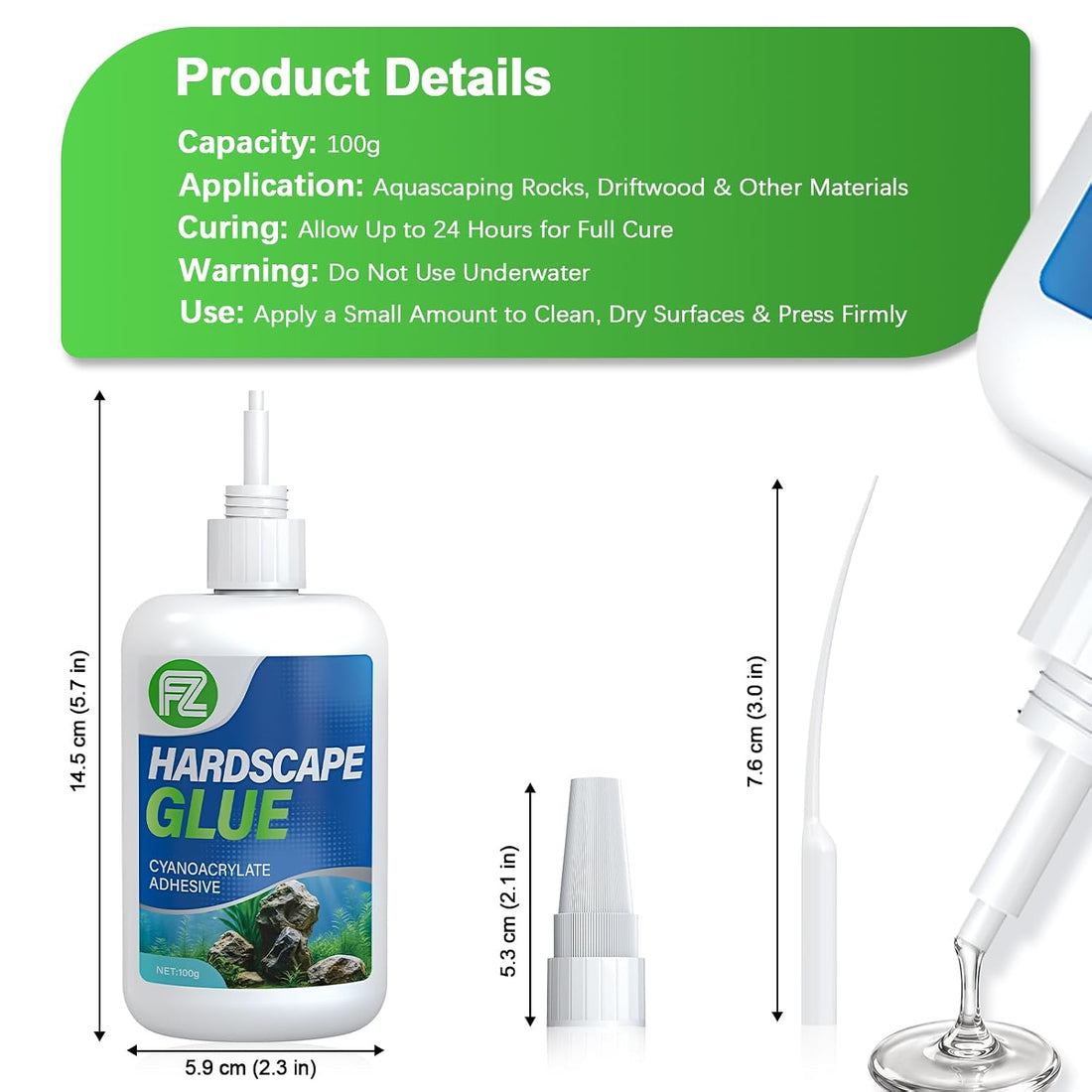 FZONE Aquarium Glue,Liquid Glue for Aquascaping Rocks