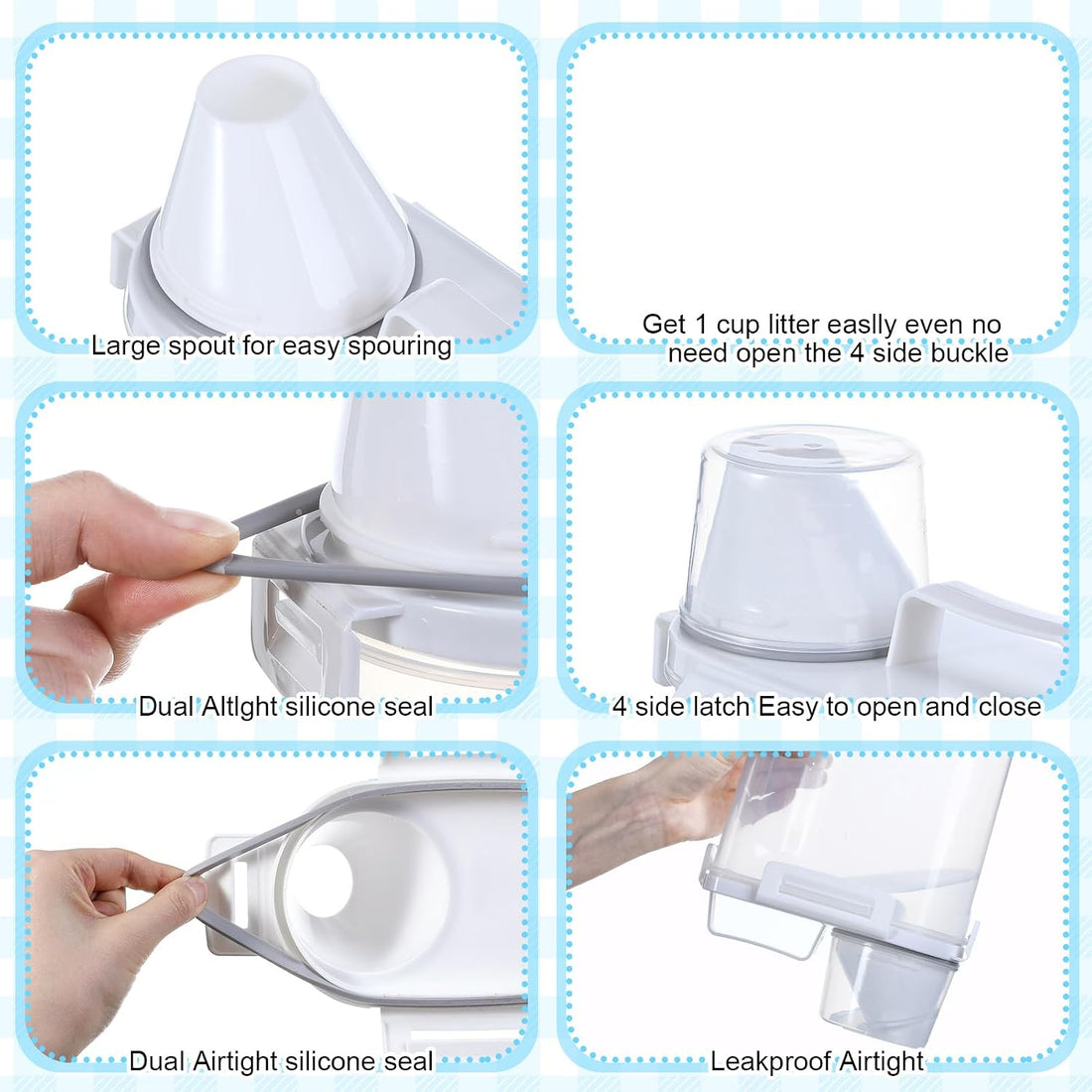 Teenyyou 4 Pcs Cat Litter Storage Container with Airtight Lid