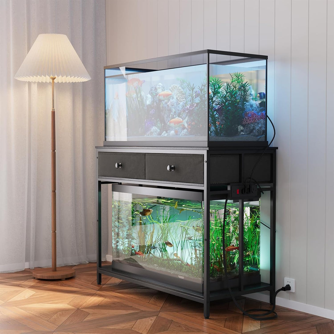VOWNER 40 Gallon Aquarium Stand with Power Outlet & Cabinet Storage