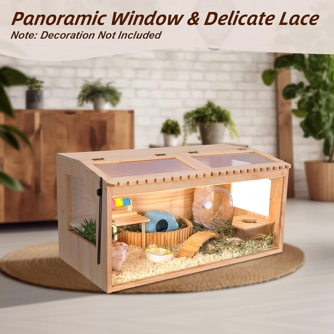 Wooden Hamster Cage,32"x16"x16"Large Hamster Cage,2 Washable Liners