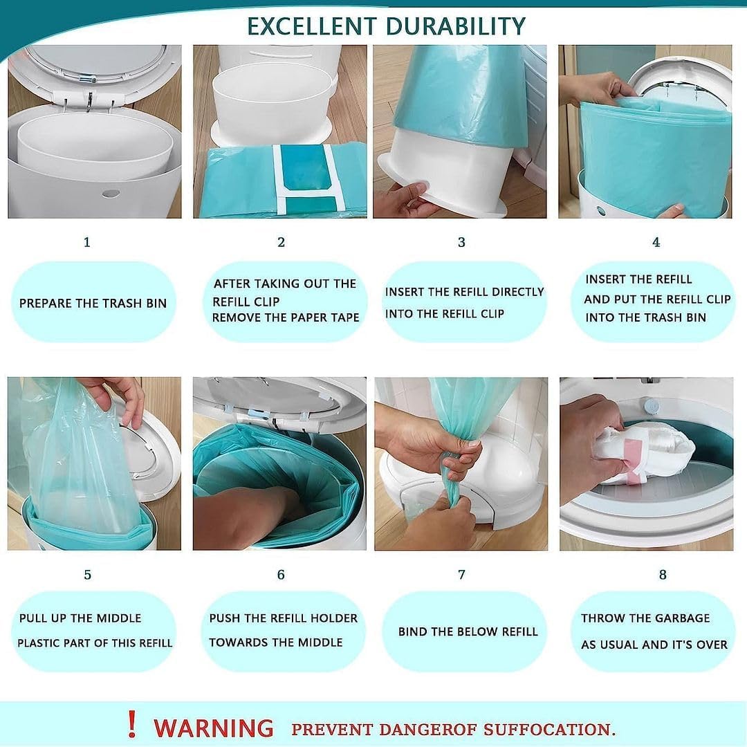 8 Pack Cat Litter Pail Liner Refills Bags Compatible with Litter