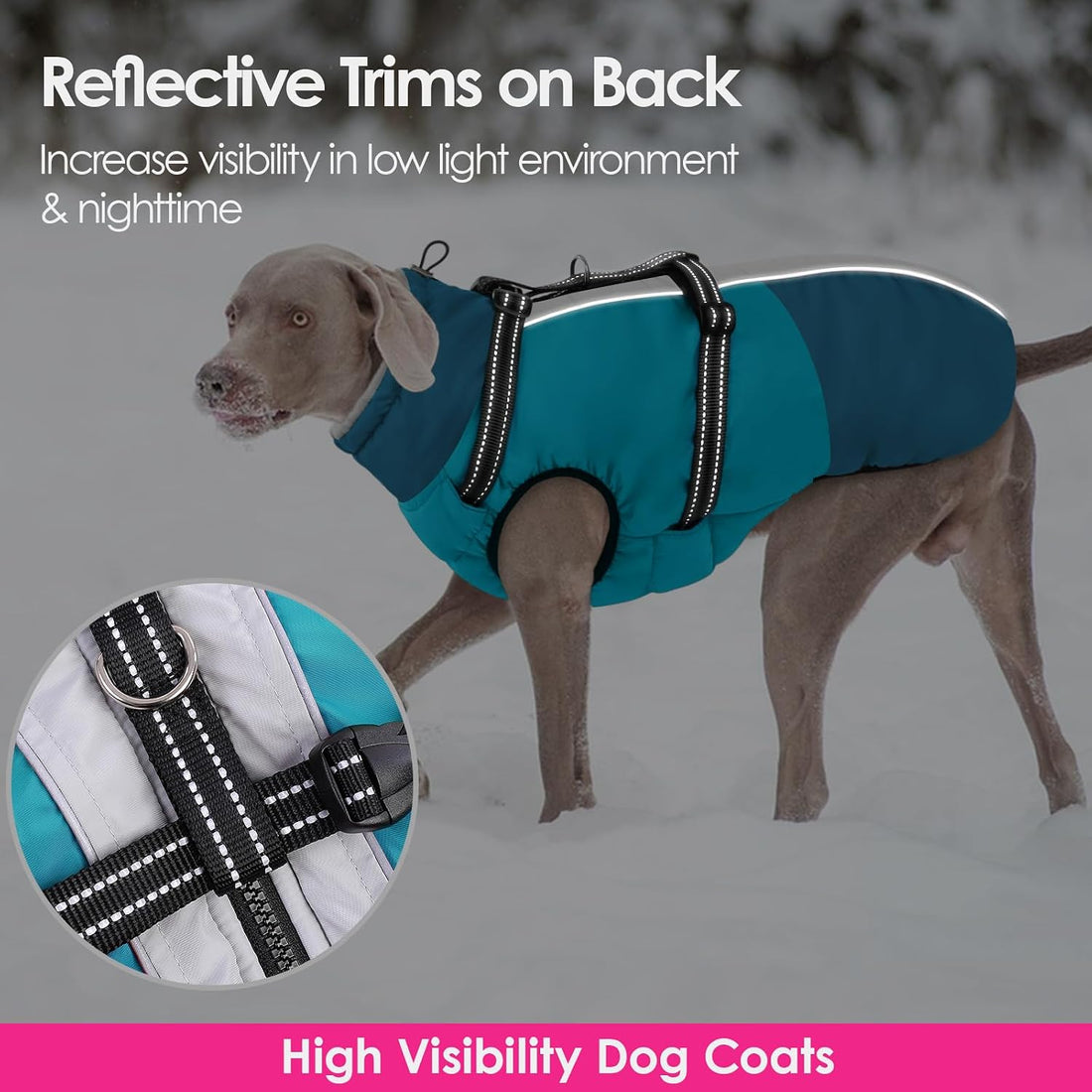 AOFITEE Large Dog Coat Waterproof Dog Winter Jacket with Harness