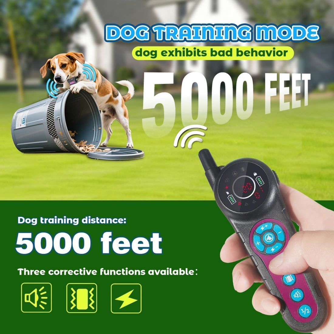 DOTSTAR Wireless Dog Fence Pet Electronic Training Collar 2-in-1