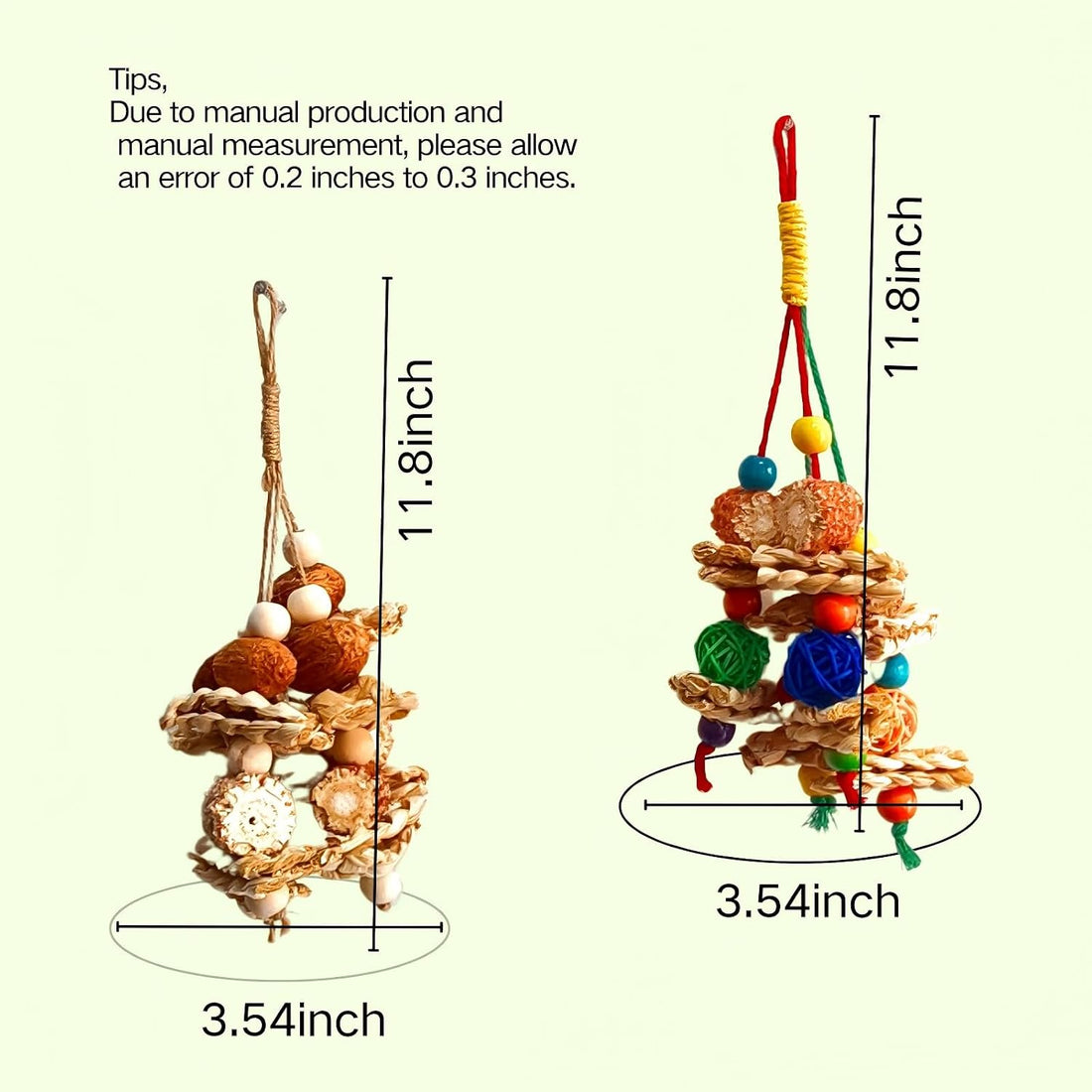 2pcs Bird Toys for Parakeets,Parrot Cage Chewing Hanging Toy