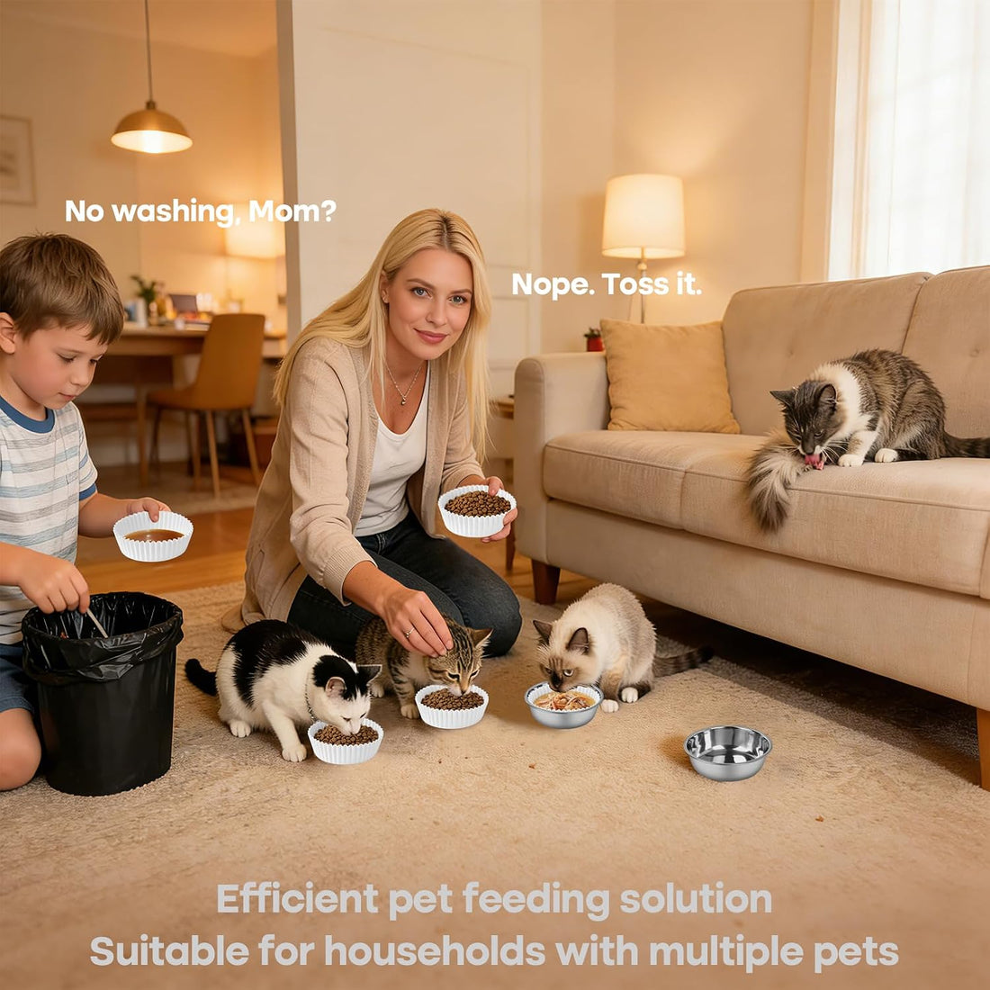 Bulk Disposable Cat Bowls Set Disposable Pet Food Bowls for Puppy