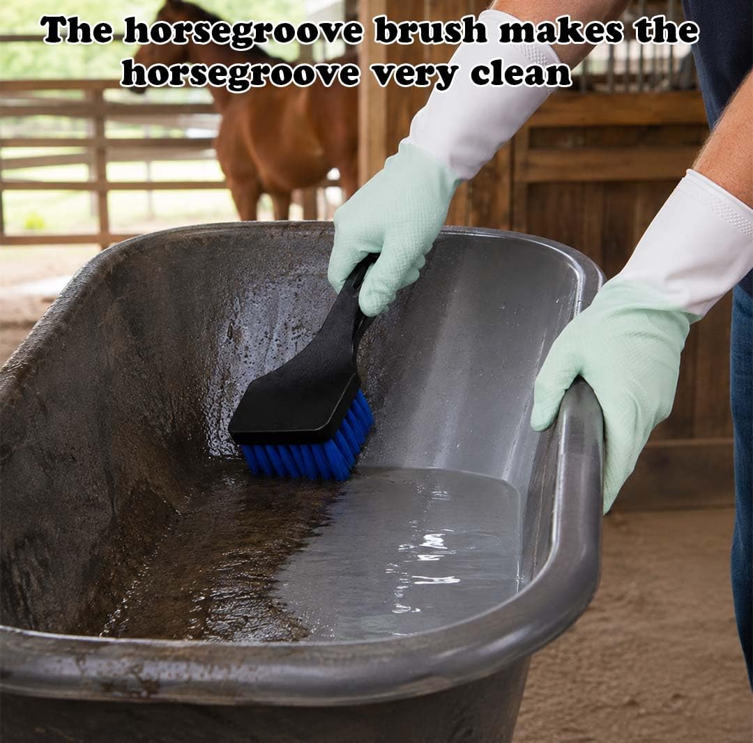 2 Pack Livestock Trough Cleaning Brushes with Protective Gloves
