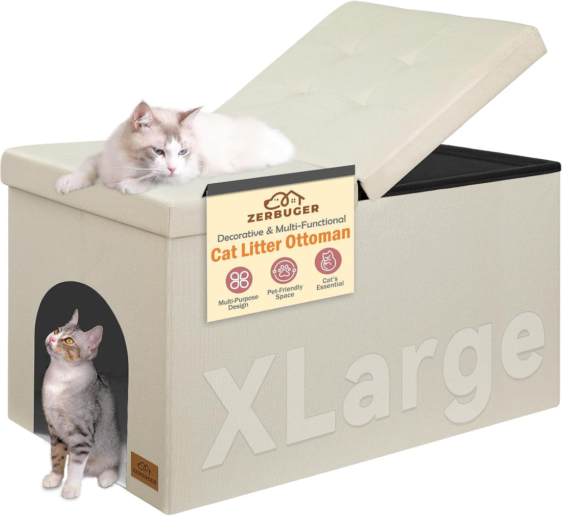 Zerbuger Cat Litter Box Enclosure Furniture for Odor Control,Hidden