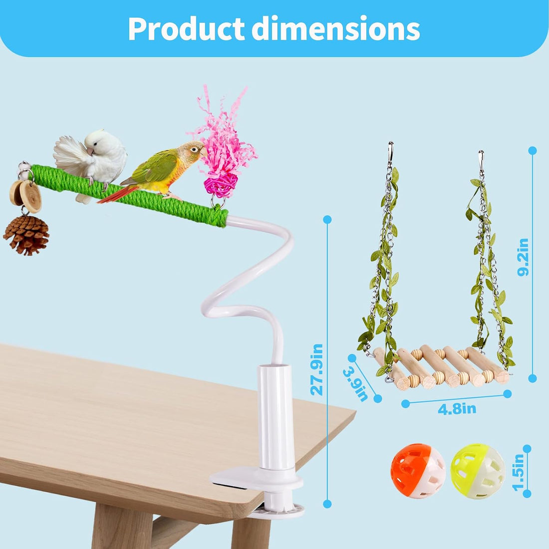 ZooVibe Bird Perch Stand with Swing