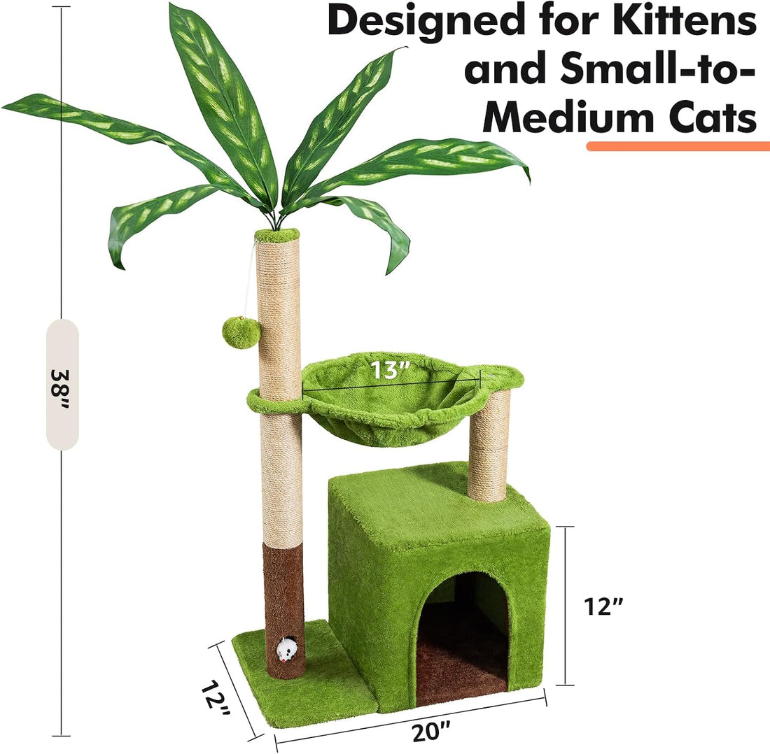 Woochpet 38'' Cat Tree Condo with Hammock Cat Tower with Scratching