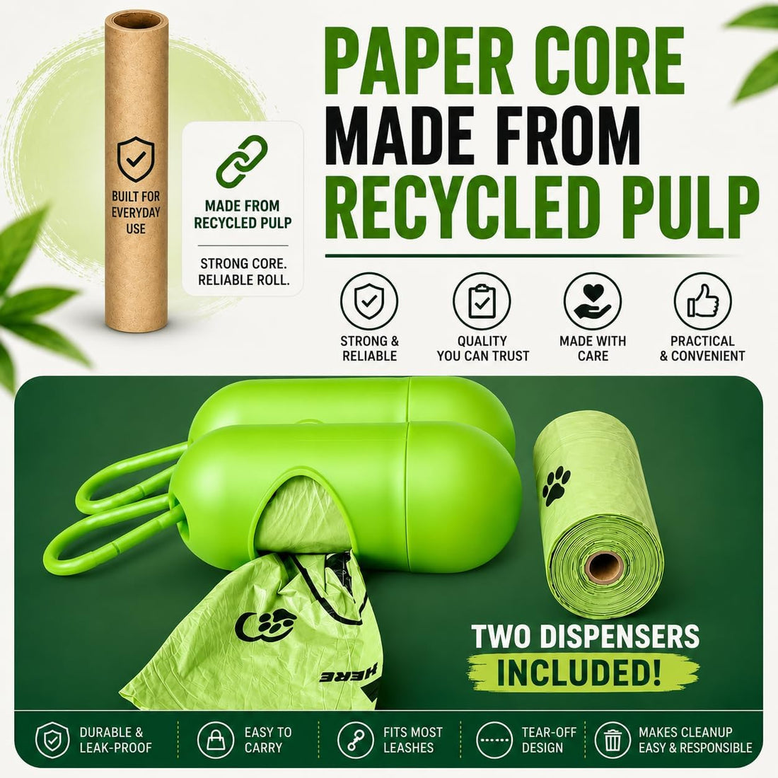Doggy Poop Bags Biodegradable with Dispenser Eco-friendly Dog Waste