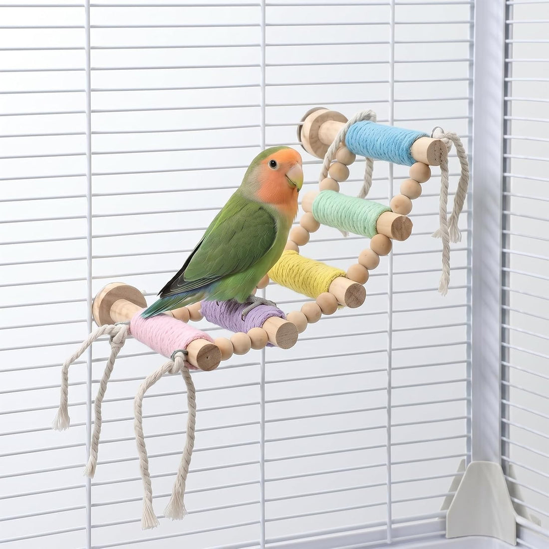 Bendable 10‑Step Parrot Rope Ladder Perch for Small Parrots