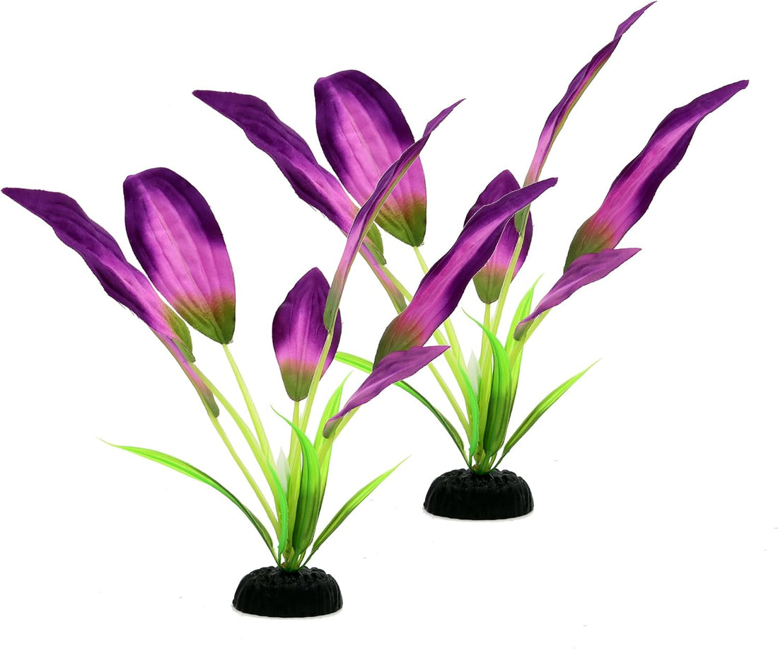 Silk Aquarium Plants for Betta Fish Tank, Purple-White
