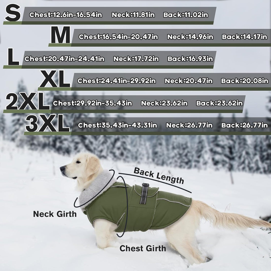 Lelepet Warm Dog Coat Waterproof Dog Jacket for Large Dogs Reflective