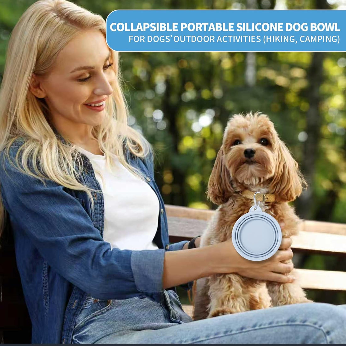 SLSON Collapsible Dog Bowl, 2Pack Macaron Color Pet Travel Bowls