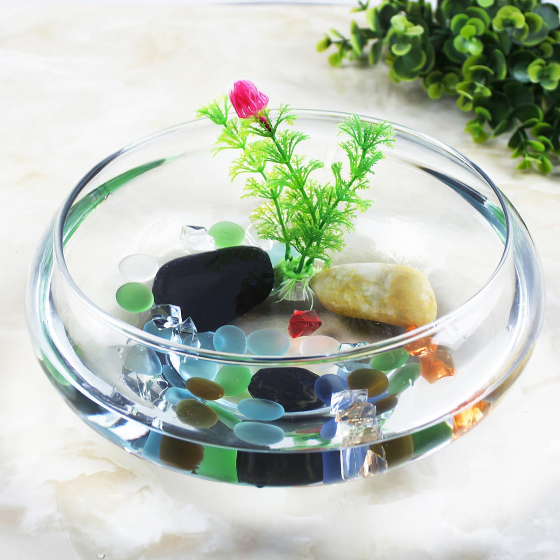 Lurrose Clear Acrylic Fish Tank, Desktop Aquarium Bowl for Betta Fish