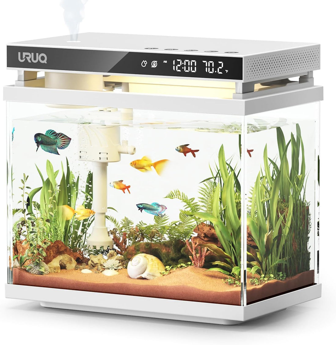 URUQ Fish Tank Smart Aquarium Kit 2 Gal UHD Glass Aroma Diffuser