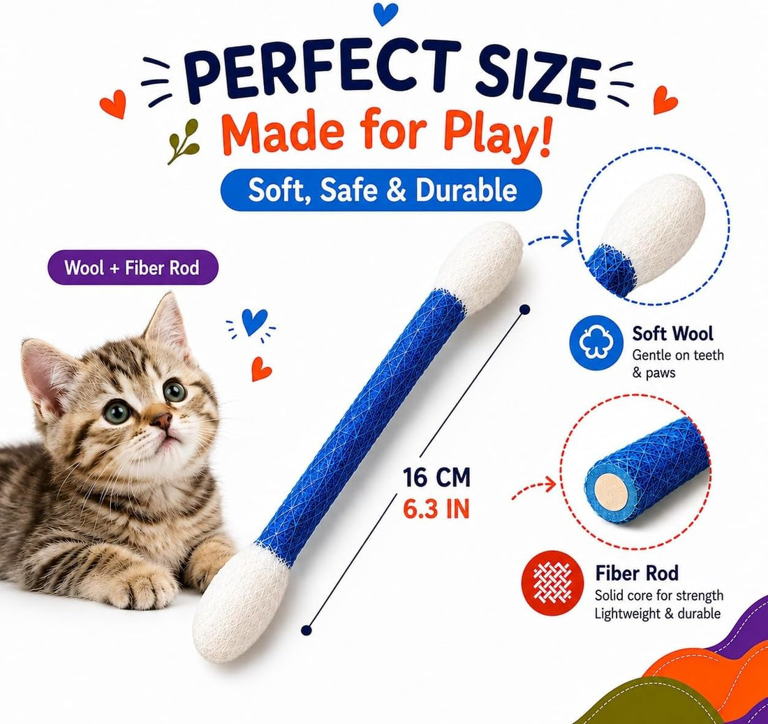 6-Pack 15CM Giant qtip cat Toy with Catnip