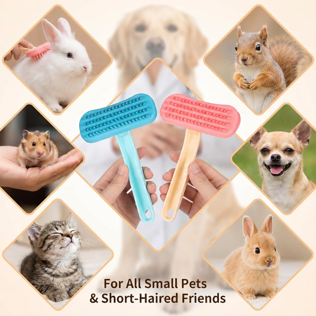 2Pcs Silicone Cat for Brush Grooming Soft Bunny and Chinchilla Brush