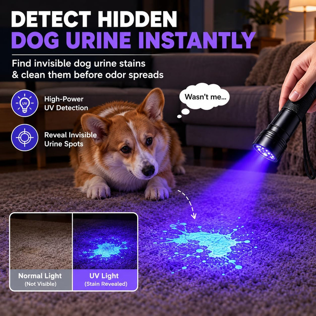 2 Pack 395nm 12 LED Handheld UV Mini Flashlight