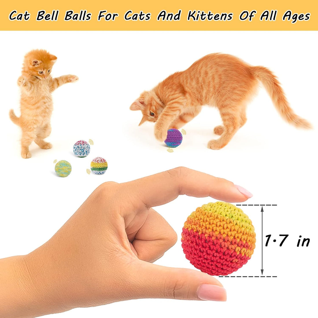 Retro Shaw 6 Pack Cat Toys Balls with Bell Inside