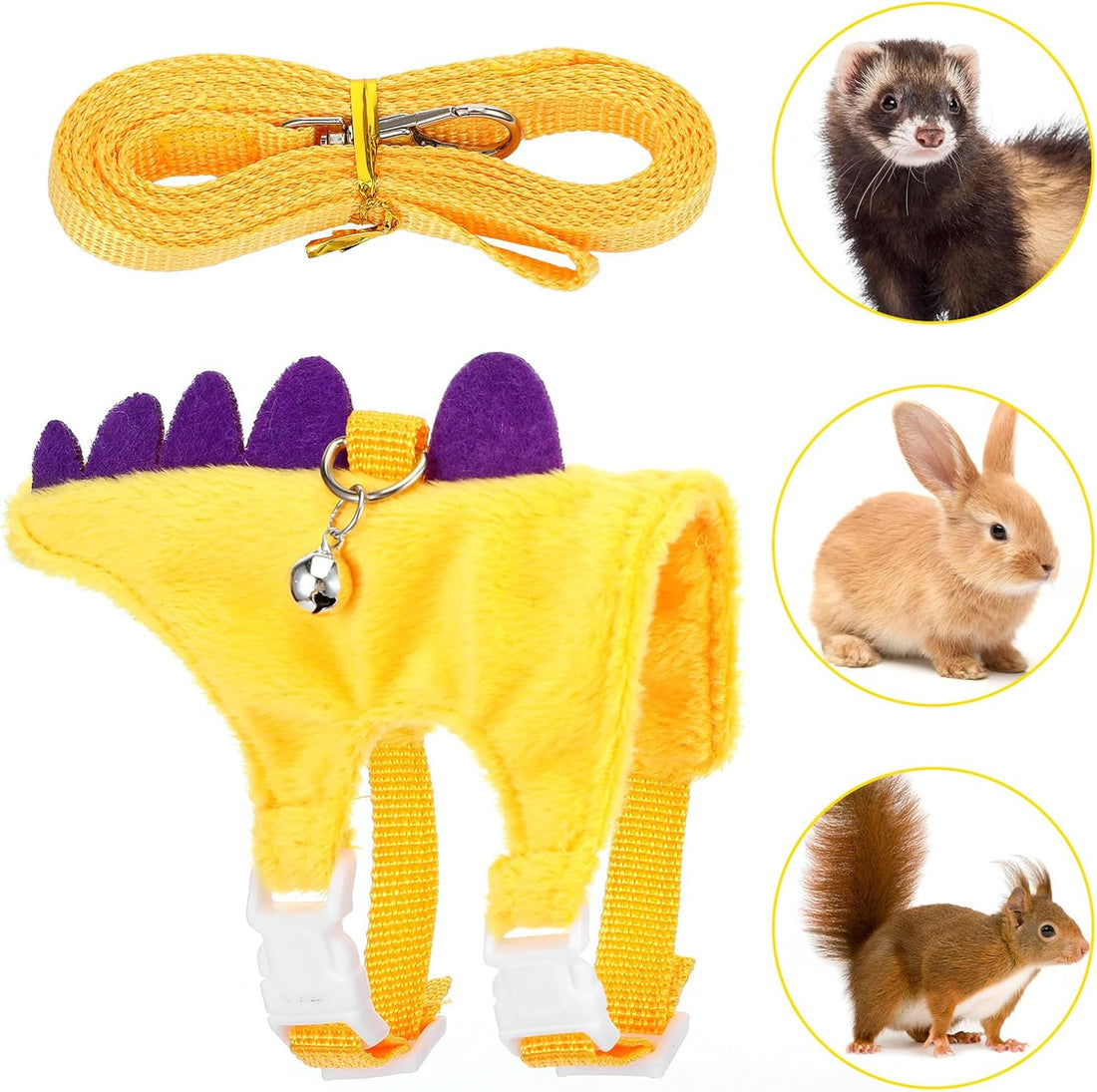 Ferret Harness and Leash Set, Yellow Adjustable Vest for Ferret
