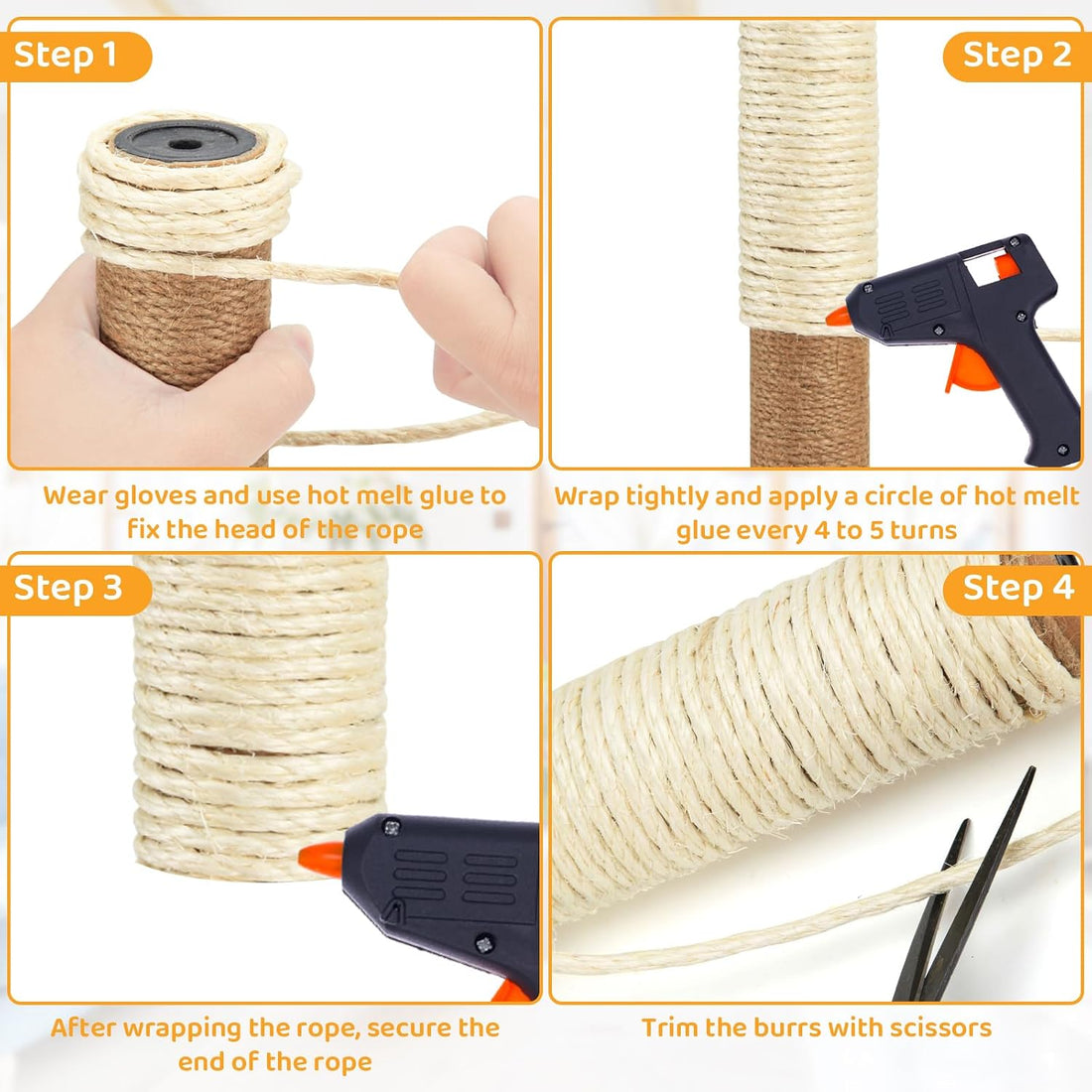 White Sisal Rope for Cat Tree and Scratching Post 5mm 1/5 Inch