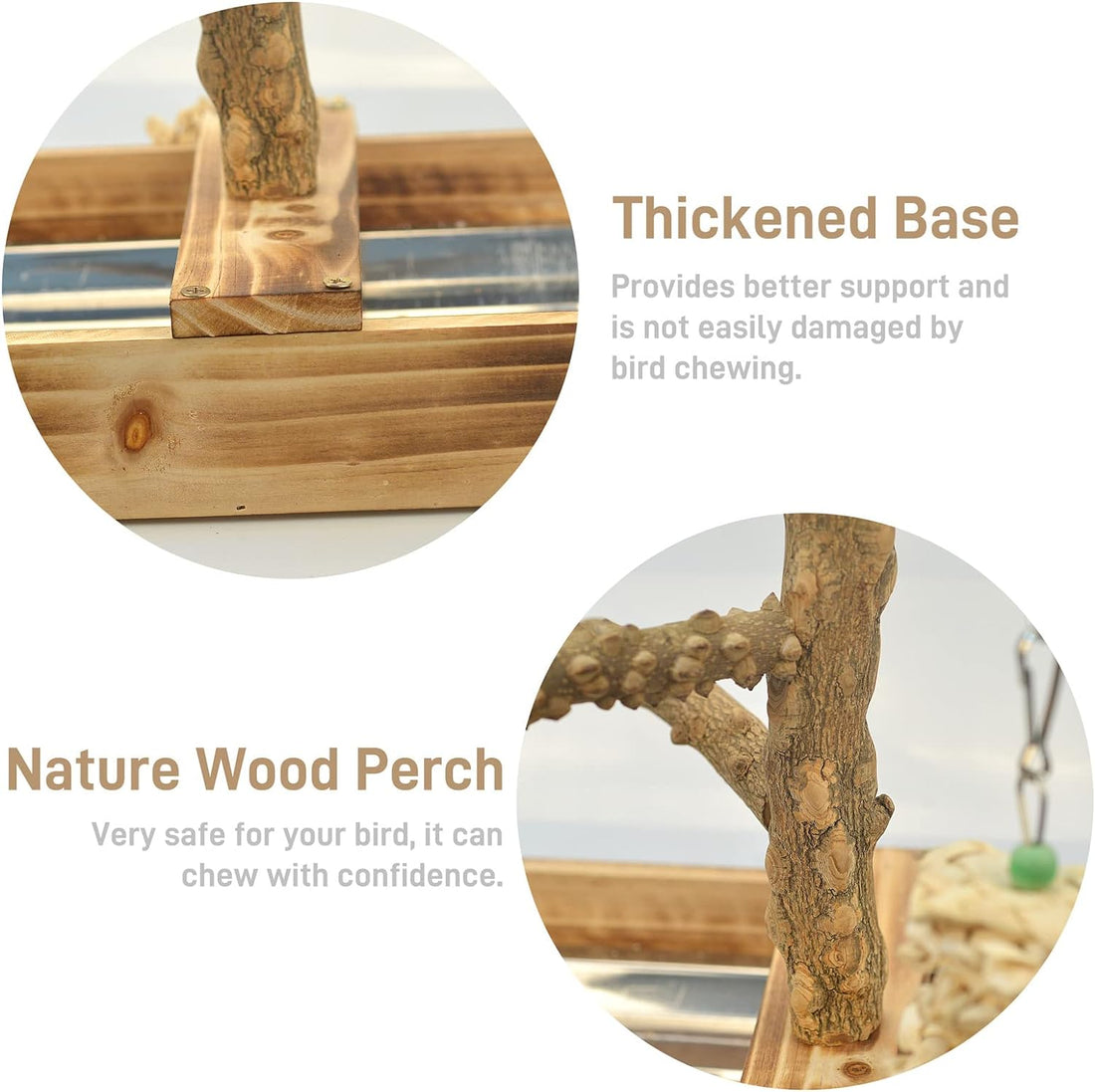 LIMIO Natural Wood Bird Toys Playground, Bird Cage Accessories