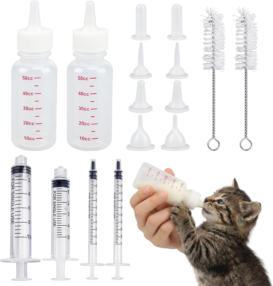 Pet Nursing Kit, 17Pcs Newborn Kitten Bottle Feeding Set for Small