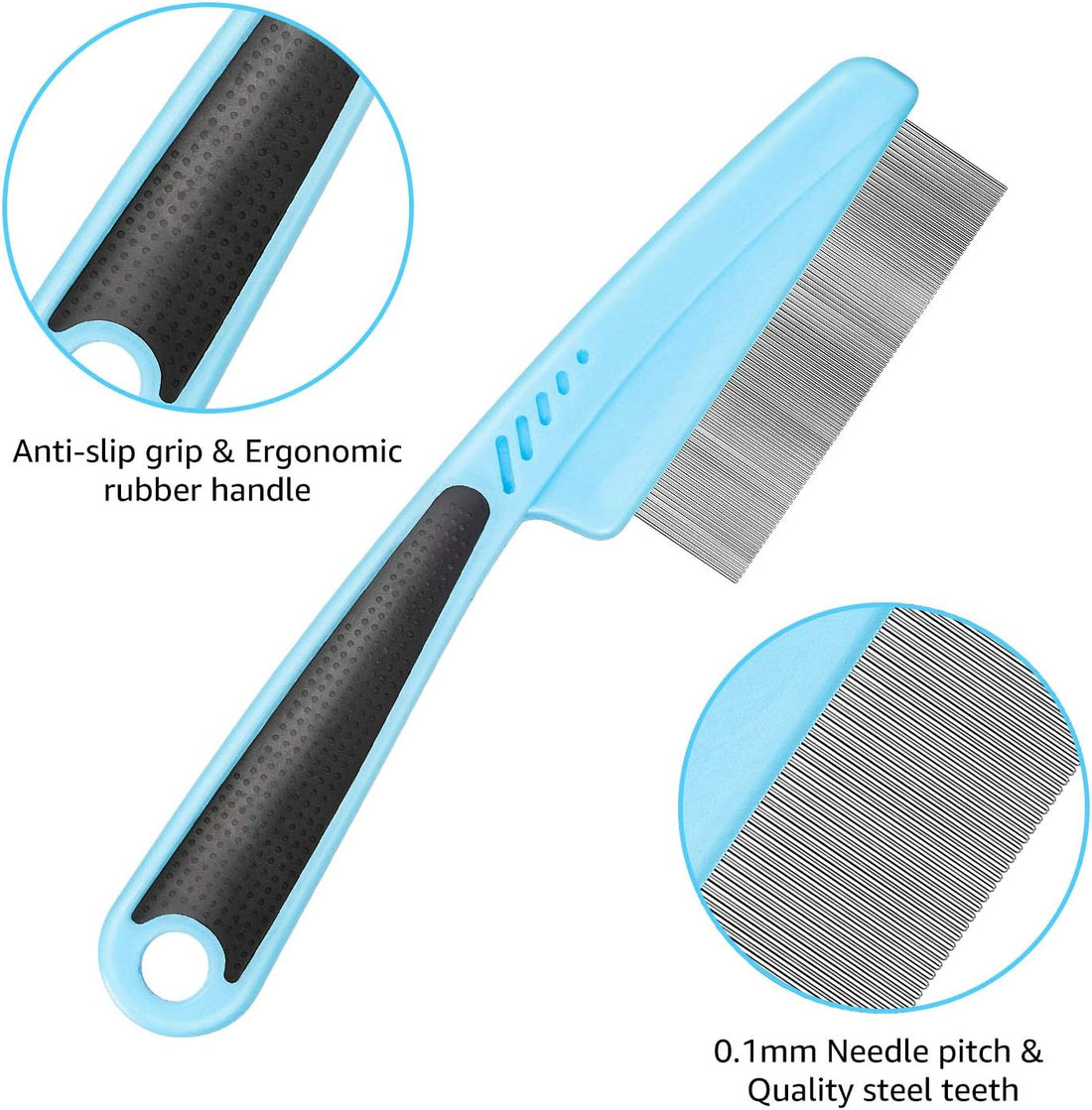 Flea Comb For Dogs & Cats Pet Comb Grooming Set 5 Pieces Metal Teeth