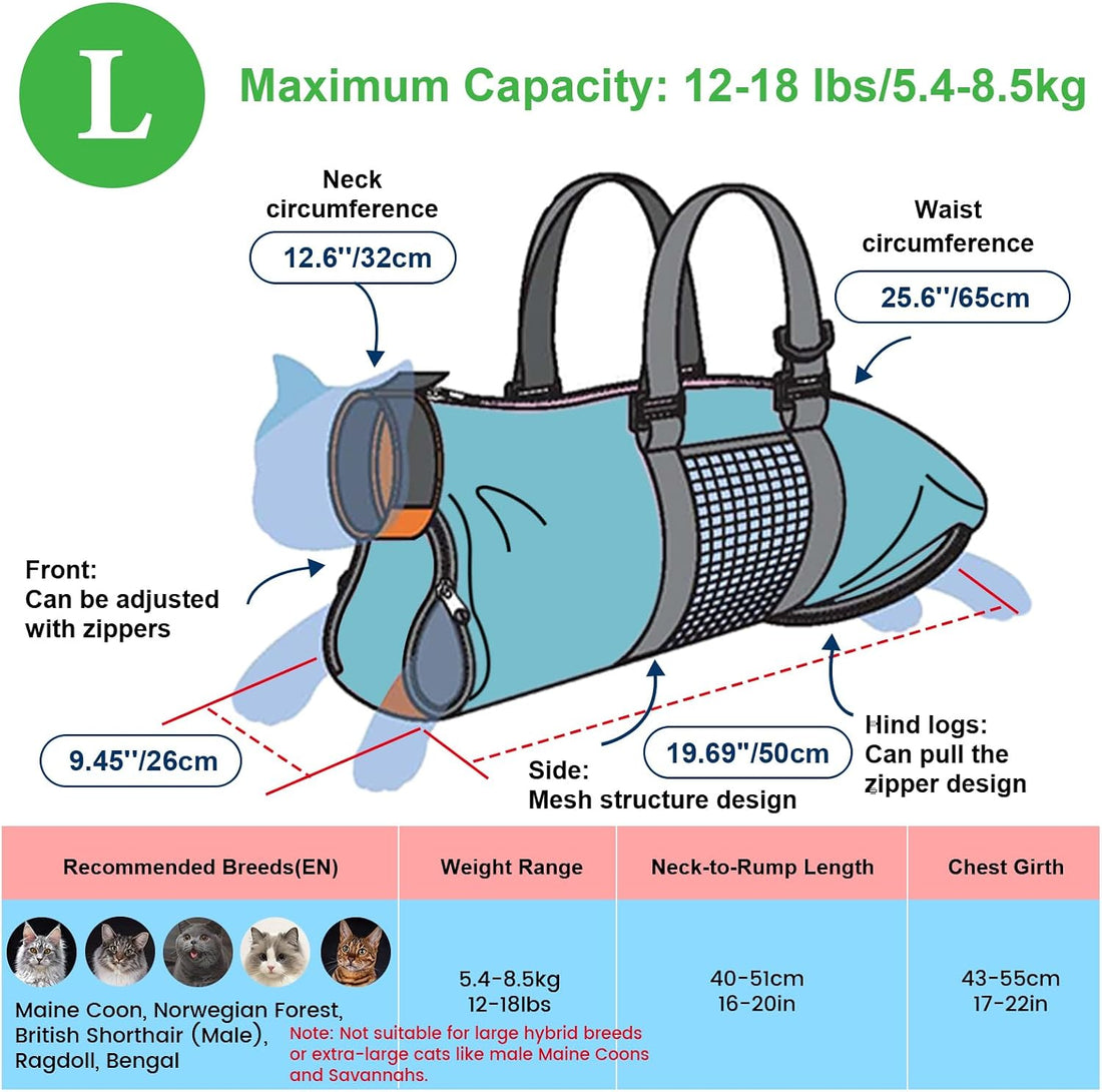 Cinf Cat Restraint Grooming Bag, Anti-Scratch Tool for Nail Trimming