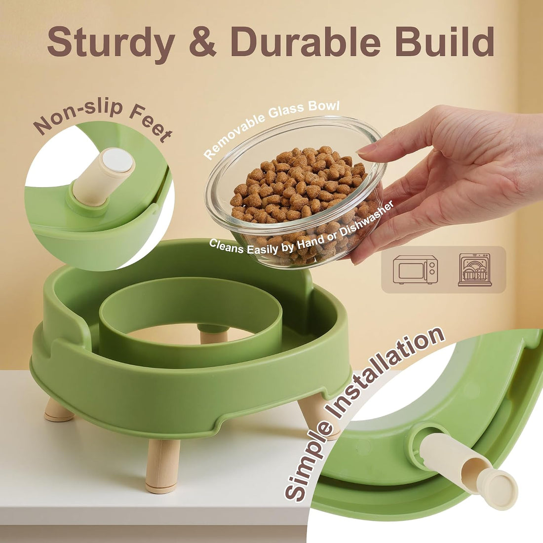 Ant Proof Cat Food Bowl, Non-Slip Elevated Cat Feeding Bowl