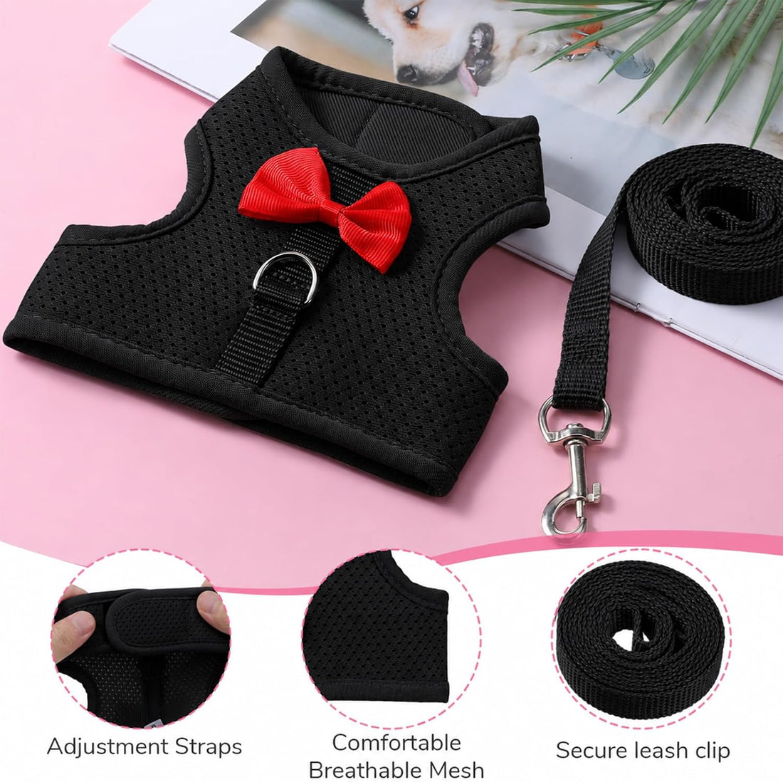 Bunny Harness and Leash Set Cute Bow Rabbit Leash Harness Set Escape