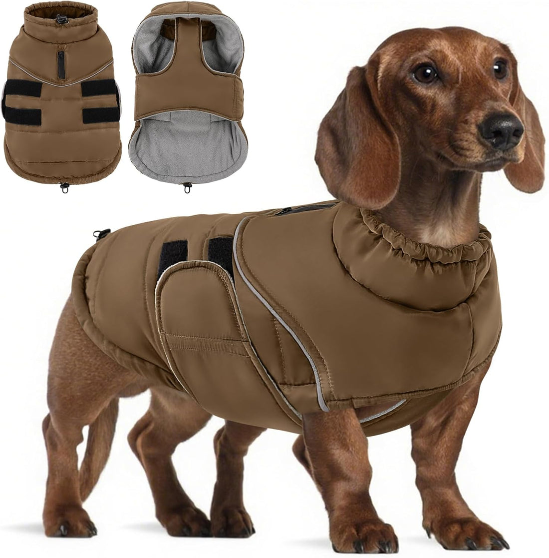 XXL Dog Coat Dog Cold Weather Reflective Jacket with Harness Hole