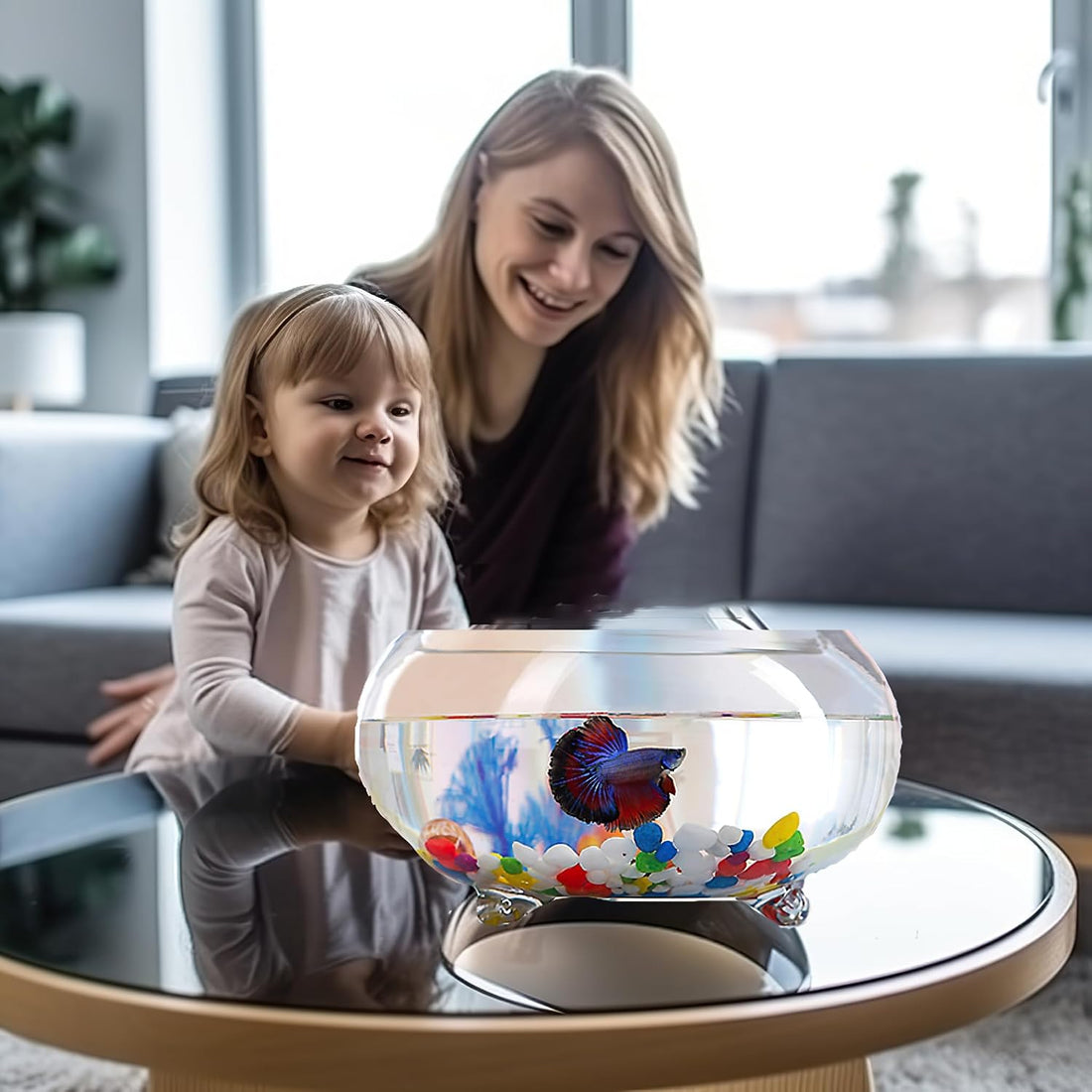 2 Gallon Glass Fish Tank,Sturdy Nicely Betta Fish Bowl,Small