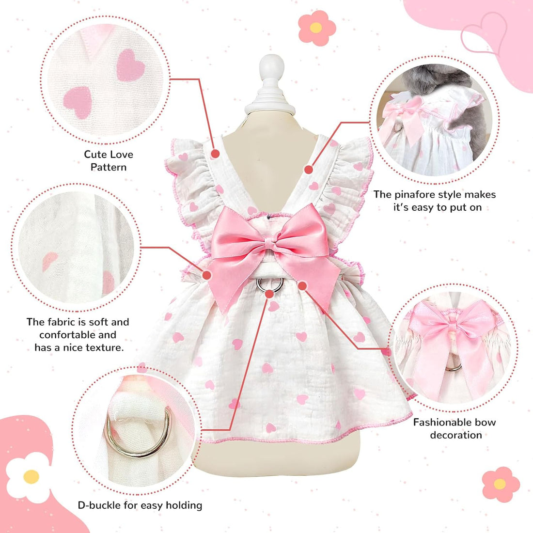 Dog Dresses for Small Dogs Girl Female Dog Cat Clothes Dress Cute
