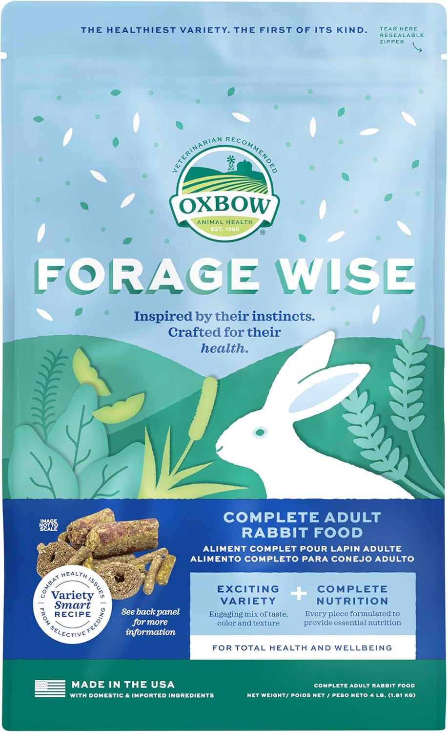 Oxbow Forage Wise Adult Rabbit Food, Bunny Food, Foraging Pellet Mix