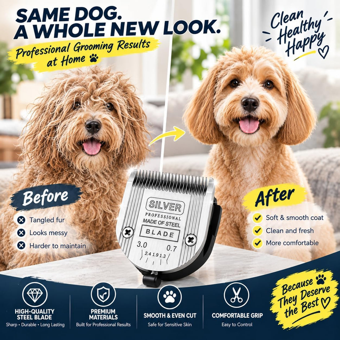 Adjustable Dog Grooming Blades Compatible with Wahl 5 in1 Blade