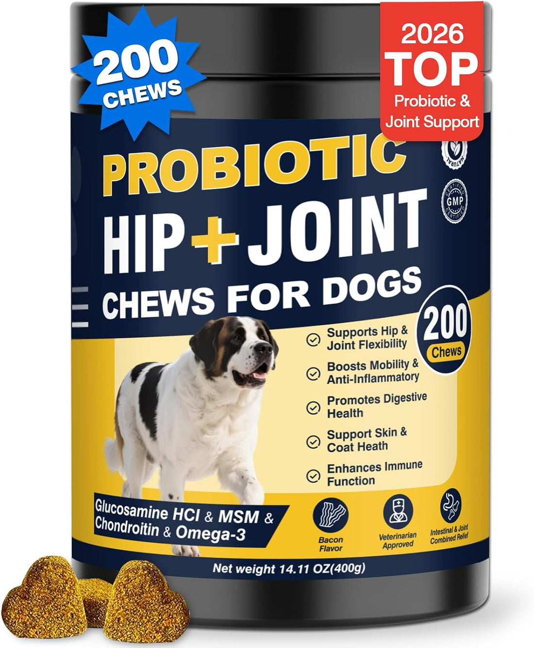 Hip and Joint Supplement for Dogs with Probiotics Glucosamine for Dog
