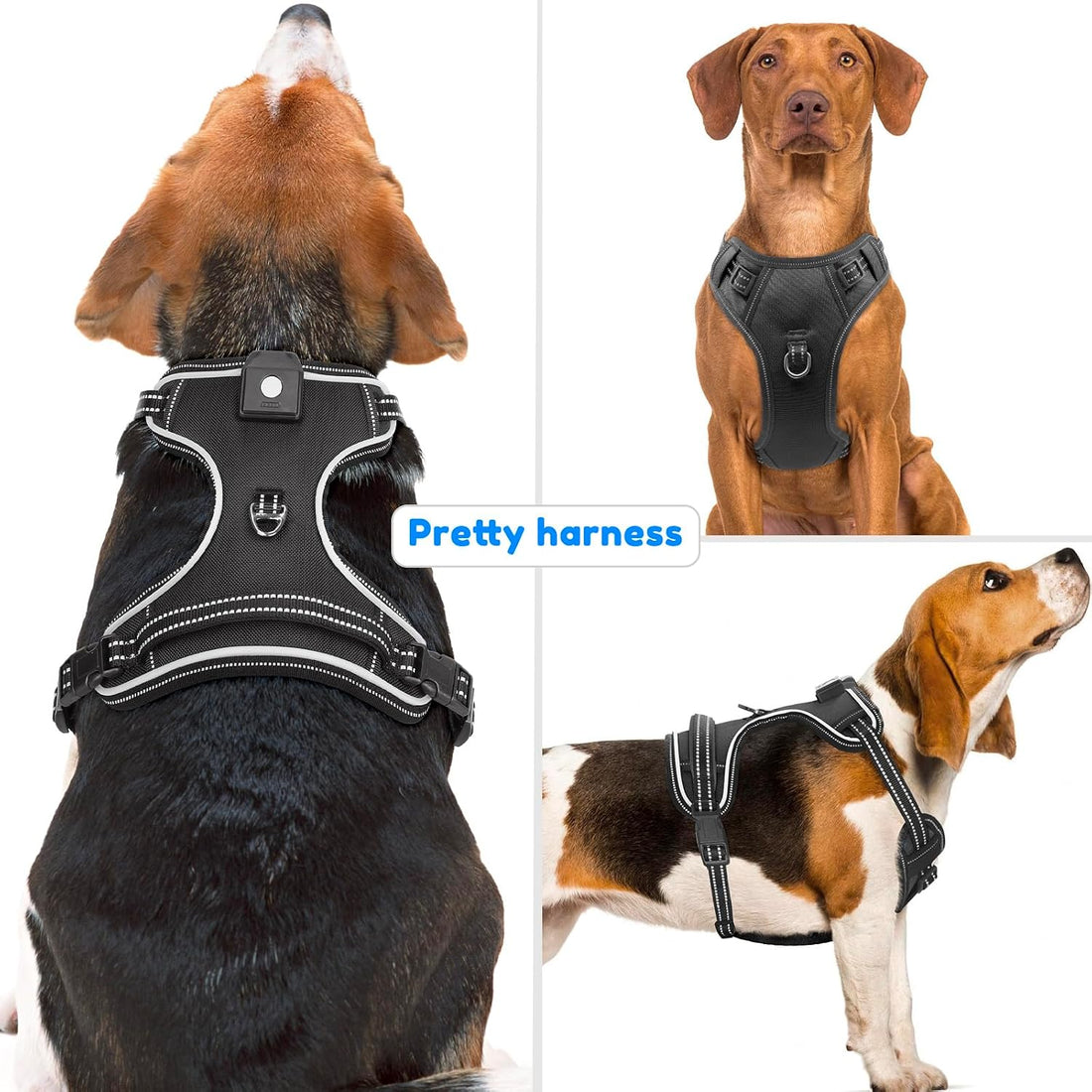 Light Up Dog Harness, LED Rechargeable Safety Dog Harness for Night