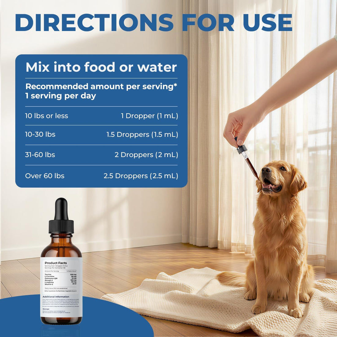 Taurine Supplement for Dogs Liquid Drops with CoQ10 & L-Carnitine