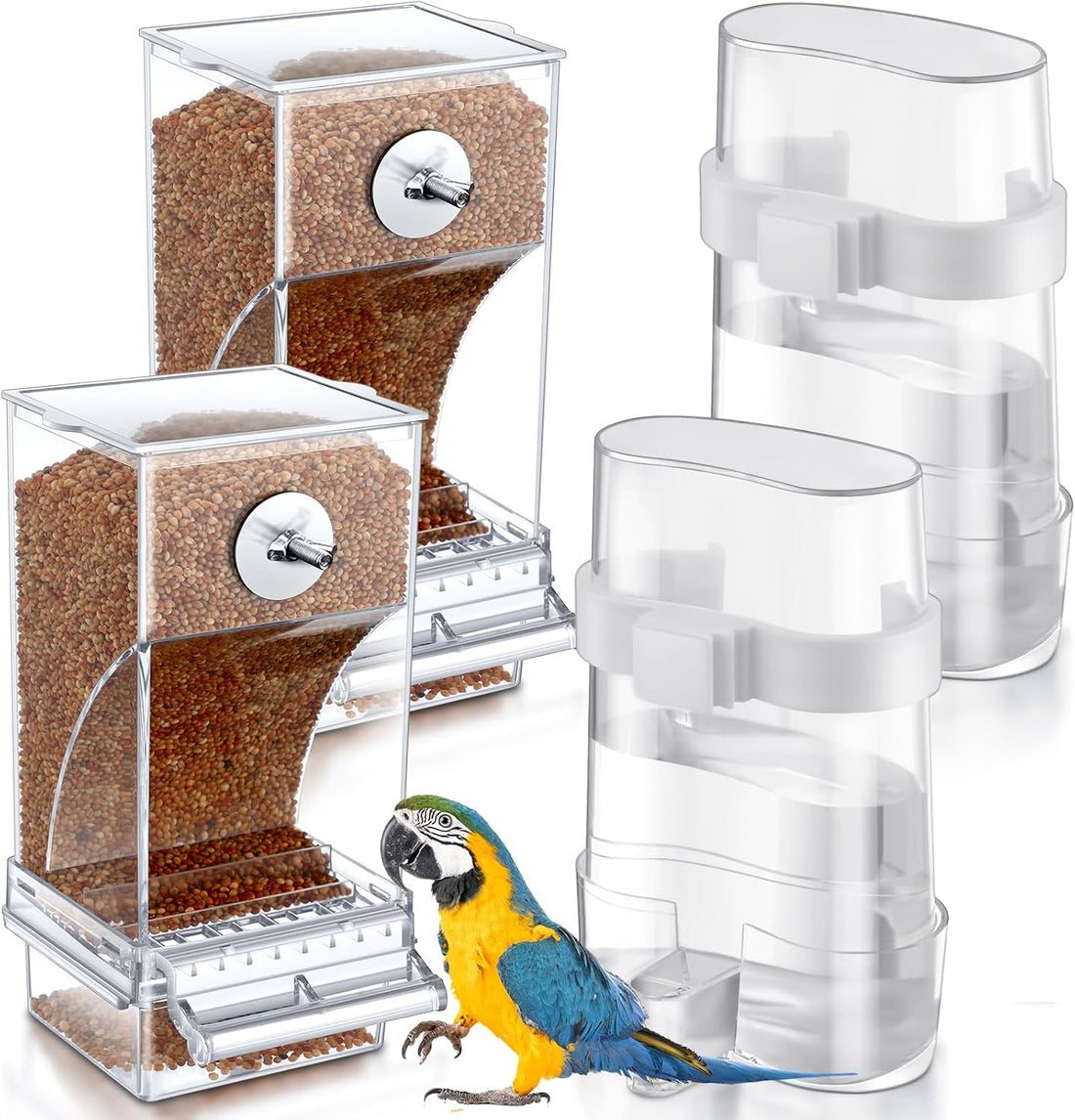 Yaomiao 4 Pcs No Mess Bird Feeders Automatic Parrot Water Dispenser
