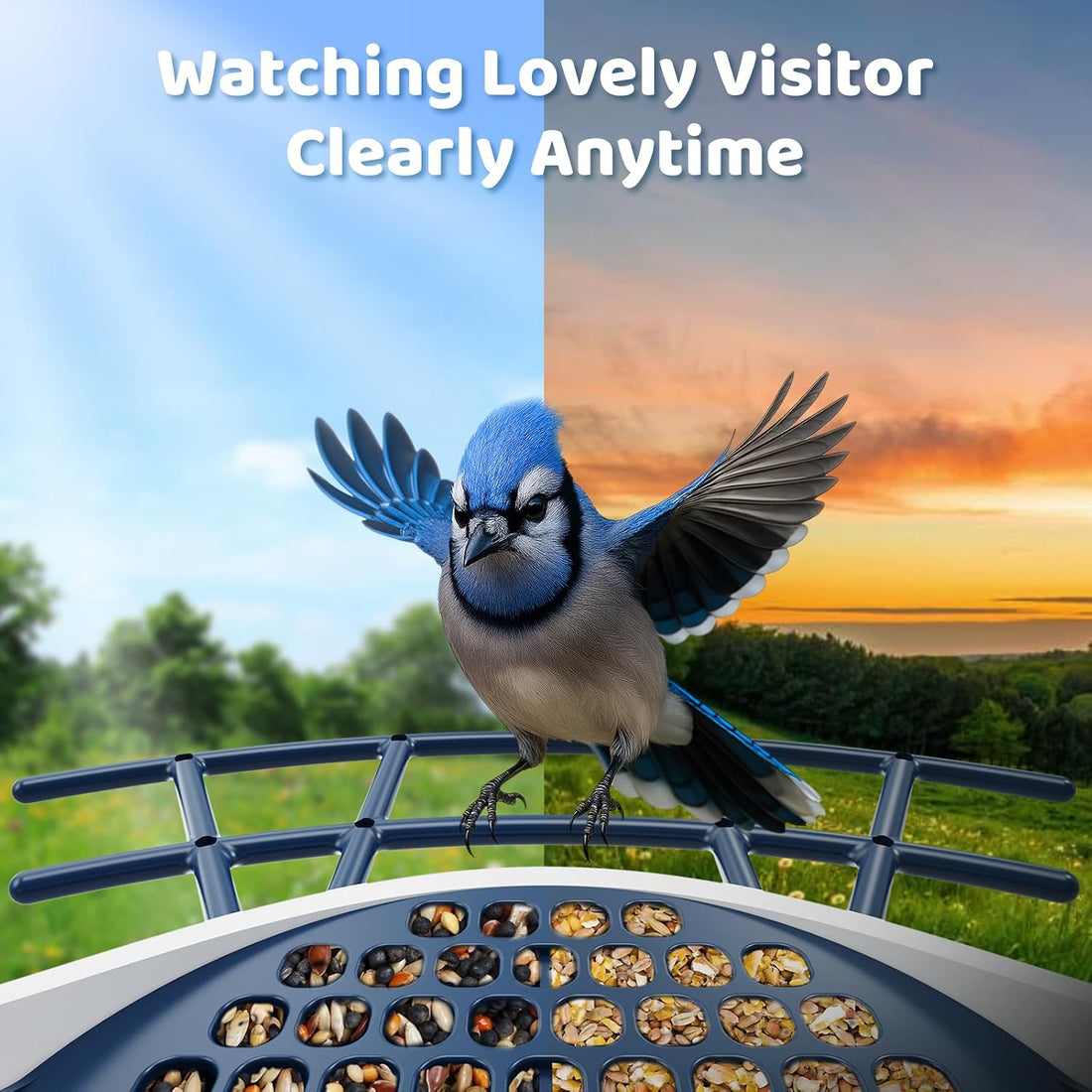 Smart Bird Feeder with Camera Solar Powered, Built-in 2K HD Camera