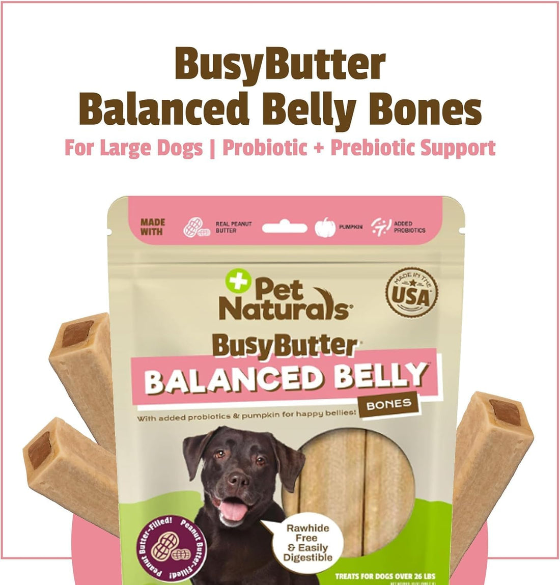 Pet Naturals BusyButter Balanced Belly Peanut Butter Bones